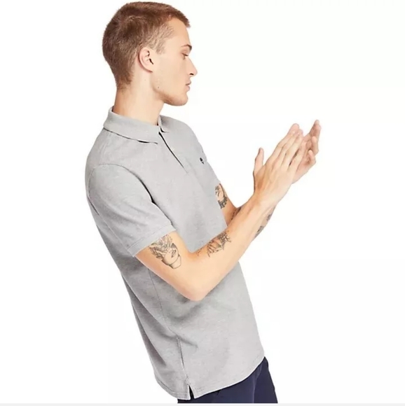 🆕Timberland | Men's Millers River Pique Grey Polo Shirt Regular Fit Size Medium - Picture 4 of 8